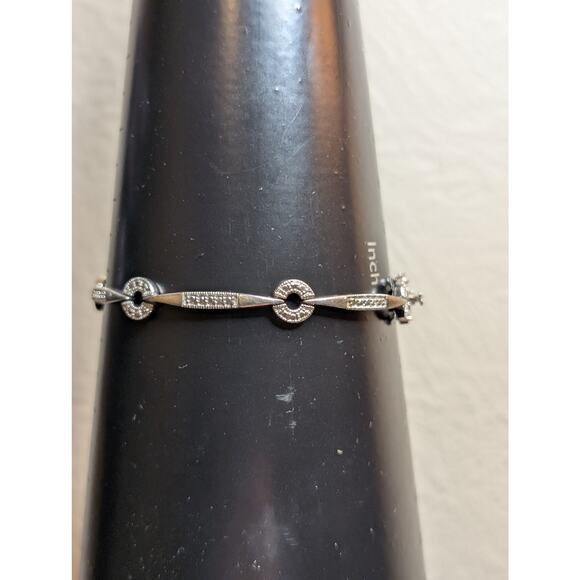 Silver Tone Circle Bar RL Tennis Bracelet - Picture 3 of 7